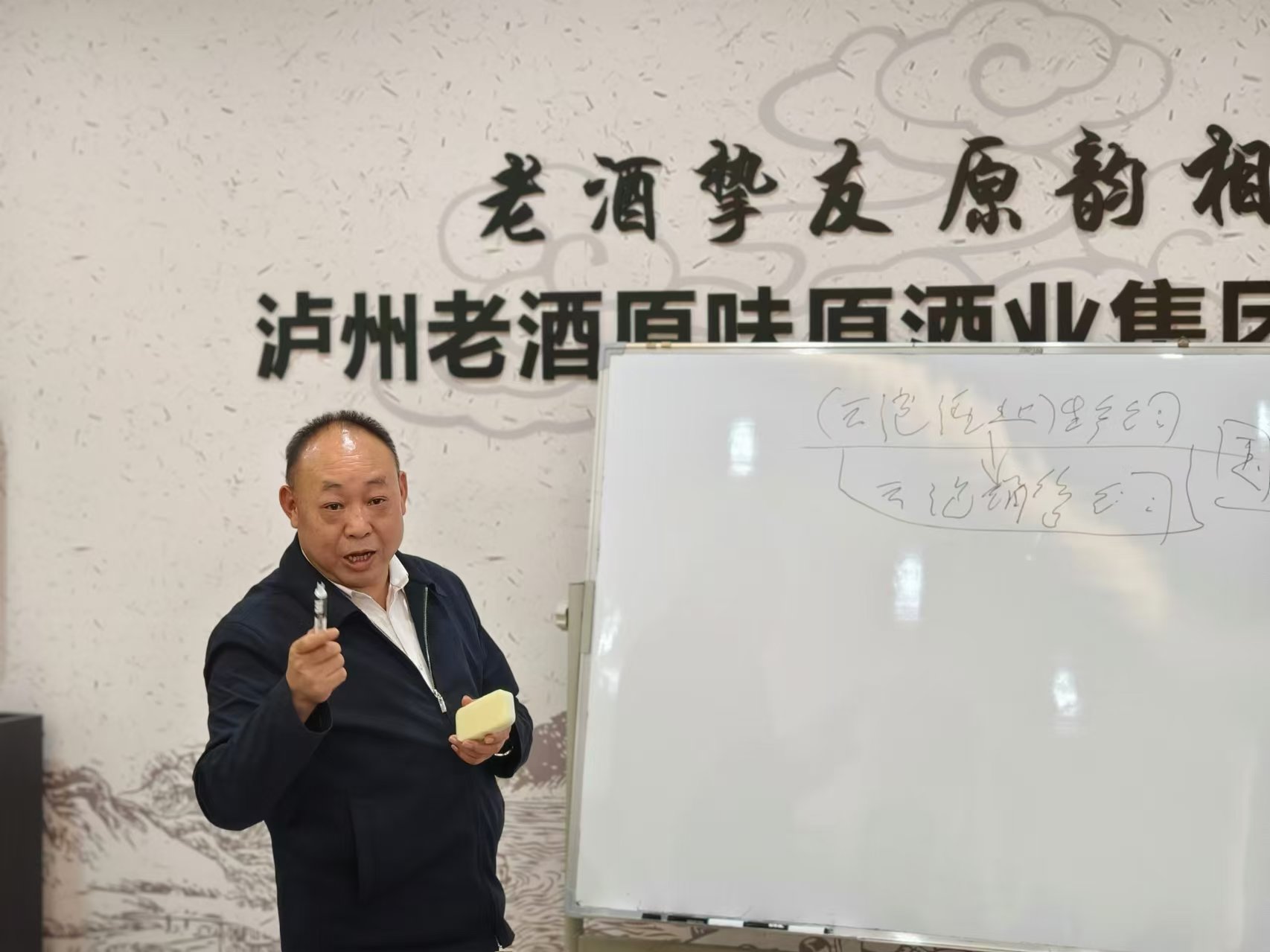 老酒集团董事长谢可对员工进行战略规划及运营剖析培训
